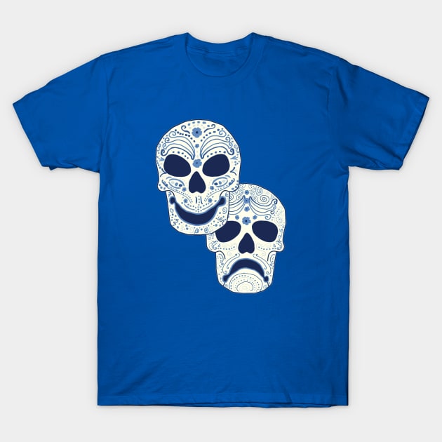 Cyan Comedy-Tragedy Muertos T-Shirt by Jan4insight TeeStore